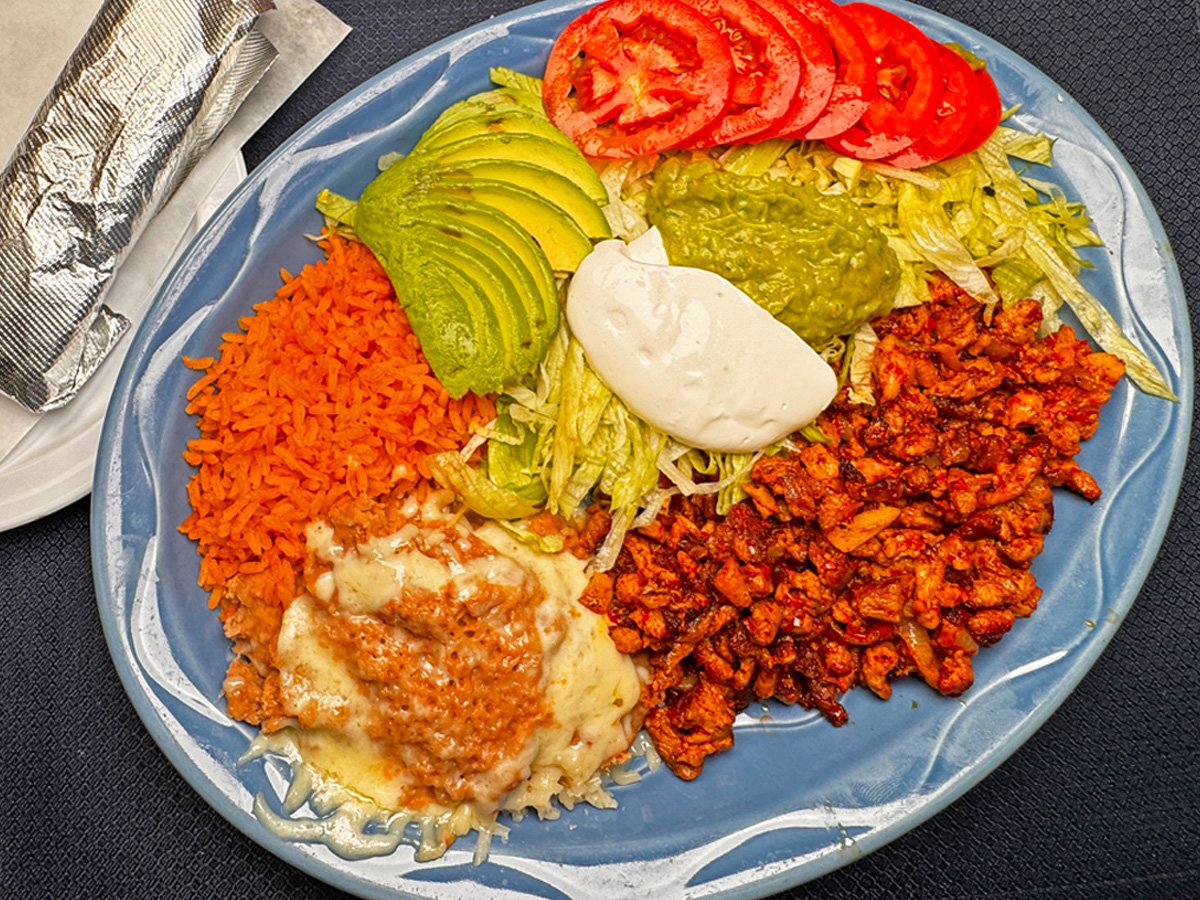 Chorizo Dinner Plate at Taqueria Los Primos in Santa Cruz, CA
